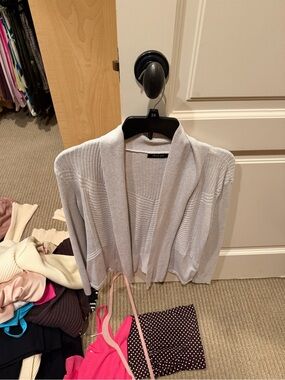 Light Gray Open-Front Women’s Cardigan Sweater